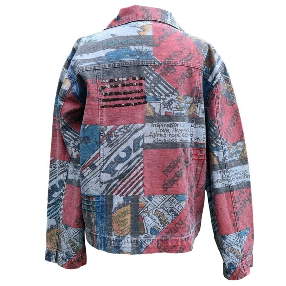 Chico's Embellished Denim Cropped Jean Jacket with Beads Size 1 Medium - Picture 4 of 6